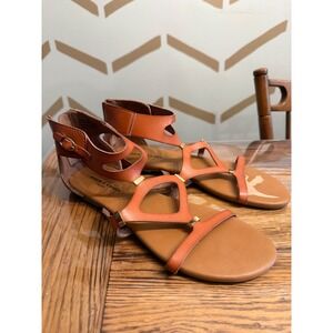Rock & Candy Gladiator Sandals Womens 10 Brown Naomi Strappy Zip Flat